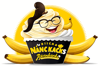 A fun Vector logo for a "Banana ice-cream" company called "Nick's Banana's", White background,