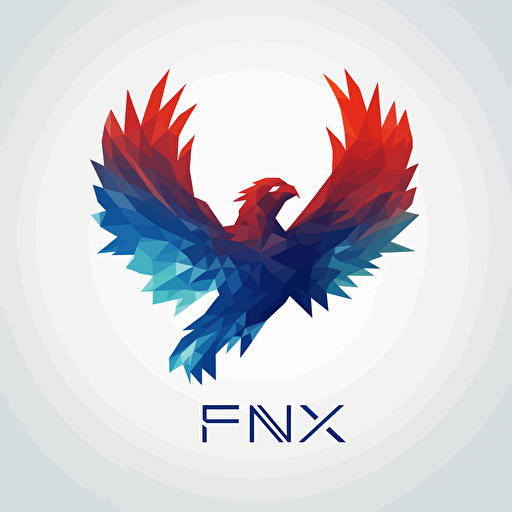 vector 2d logo sample fenix, white,red and blue, in background white