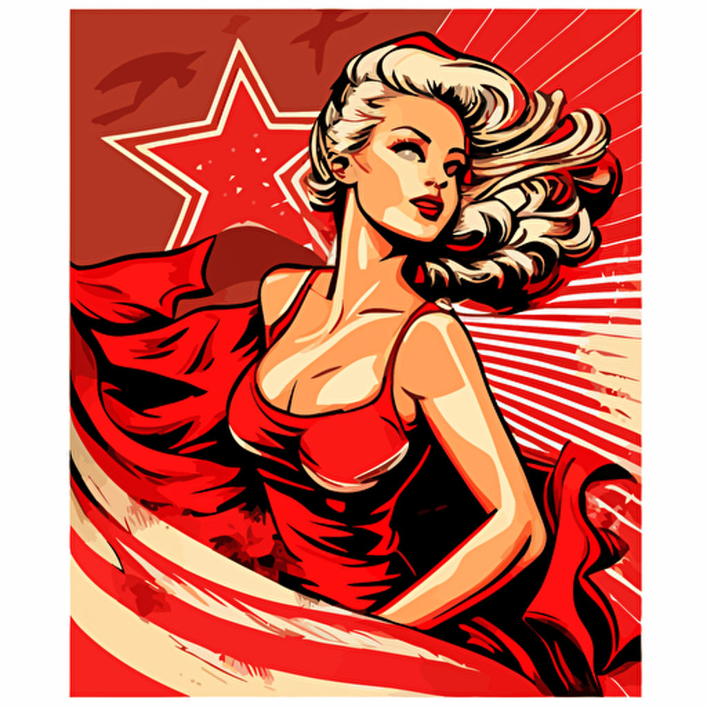 soviet pin up girl covered in only USSR flag vector image