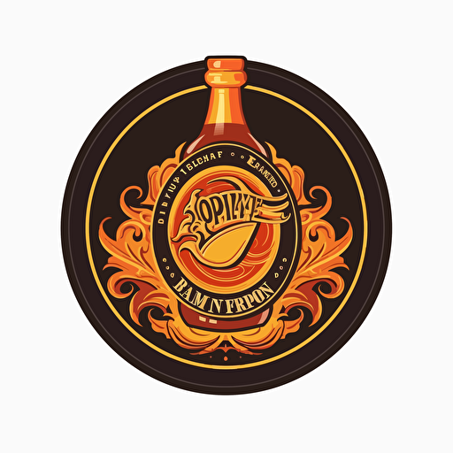 vector round logo sticker a bottle with a flame on the cap elaborate