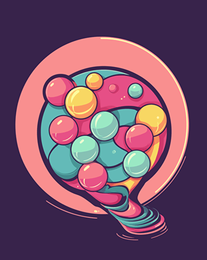 bubble gum pop, retro aesthetics, vector image, sticker design, pastel pantone color scheme: 12