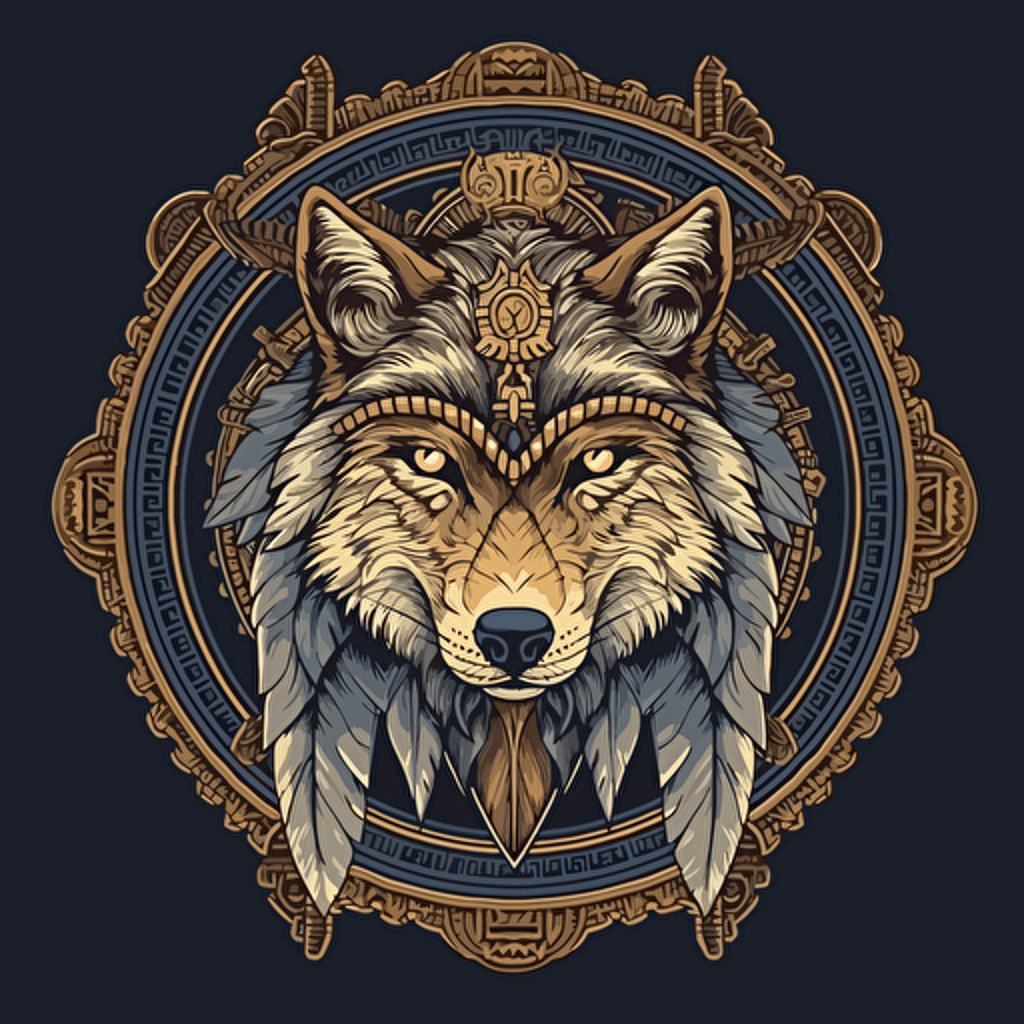 the clan of the wolf logo art concept vectorized, hight detailed, indian decor