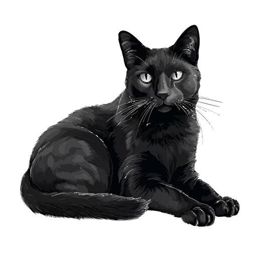 a balck cat, detailed vector illustration