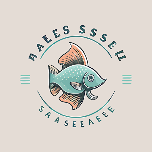 make me a logo for fish rescue, simple, clean, on white background, less than 10 colors, vector, pastel
