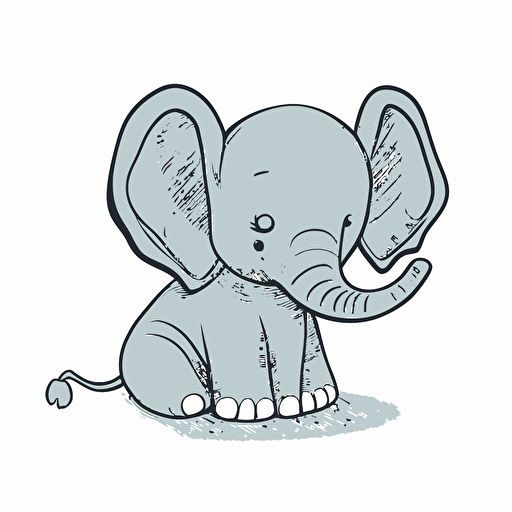 drawn elefant in zoo, disney style, 2d, vector, white background