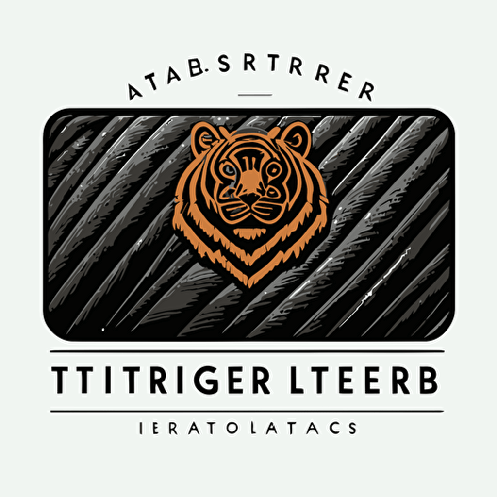 simple vector line logo with a white background for an upholstery company called tiger leathers