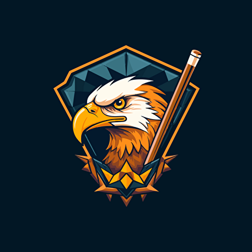 simple logo design of Eagle billard club, flat 2d, vector, company logo, low poly