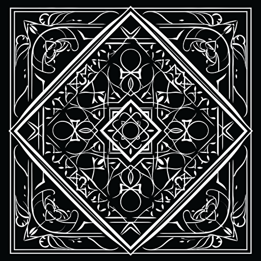 symetrical 2d vector design flat background white on black