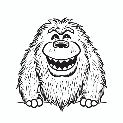 smiling Yeti, black line , vector, dxf