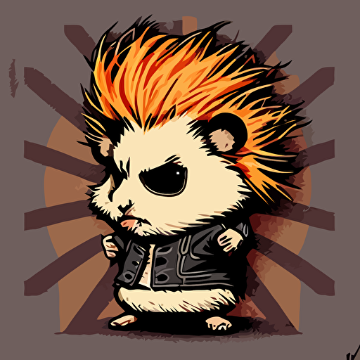 sticker design, hamster as punk, cute, vector