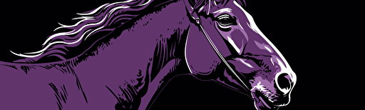 vector style illustration of a horse, facing left, highlights of purple,