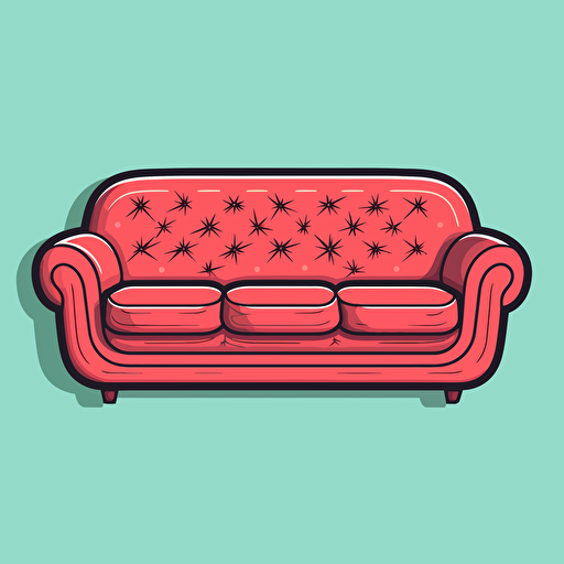 modern couch 2d simple die-cut sticker vector art