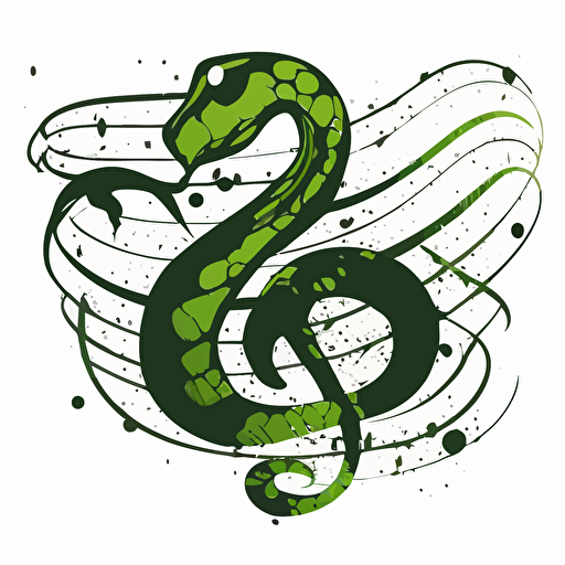 2d, very simple, very little detail, vector logo, only green in colour, a snake integrated with a music note