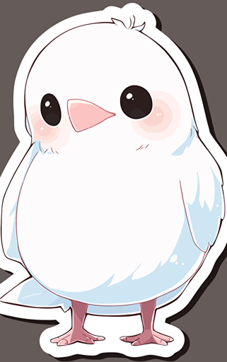 sticker, bird, facing the viewer, kawaii, contour, vector, white background,