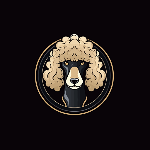 A vector logo of a poodle, simple, modern, memorable, sophisticated, elegant, luxurious
