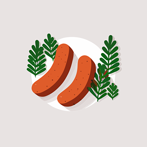 flat minimalist vector illustration of sausages a white background