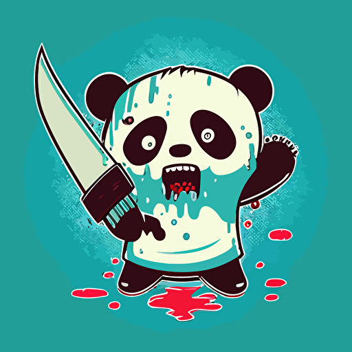 vector illustration, funny panda with knife seems like jeff the killer