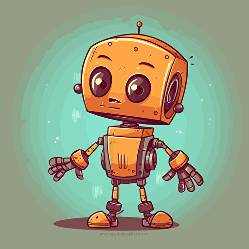 little cute robot, vector cartoon, flat, different positions, different emotions, high quality