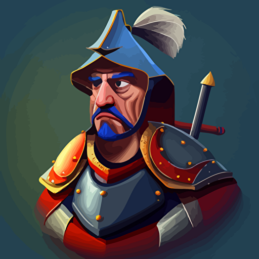 a strong and mean soldier from the XVIth century, vector style