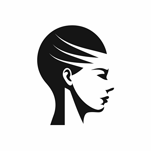 similar image about a human head, vector logo, minimalist and modern, black and white, 2D, flat