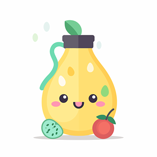 Kawaii single fruit scewer, flat, 2D, vector, 16 colors, white background, in anime chibi style