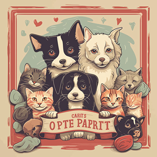 A poster advertising a pet blanket fundraiser. It has cute dogs and cats on it. It is in vector style.