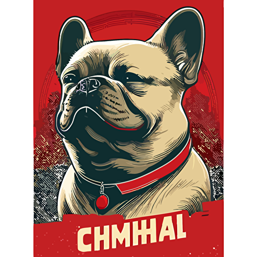 communist chairman french bull dog soviet poster vector image sickle and hammar