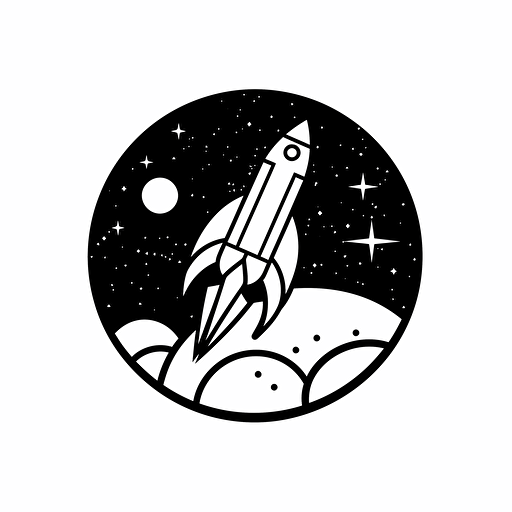 A simple silhouette drawing logo of a side view of vector space, style of minimalist art. White background, no shadow