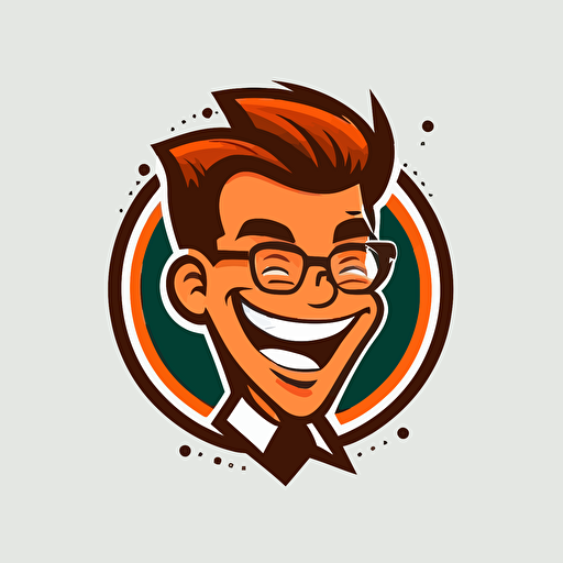 create a logo desing for an online brand.The logo should be feature a smilling cartoon face.something like a cartoon vector logo with white background.