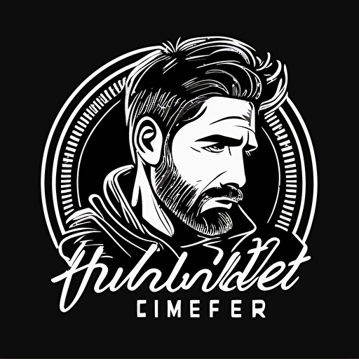 logo for filmmaker in black and white vector linework, simple and modern