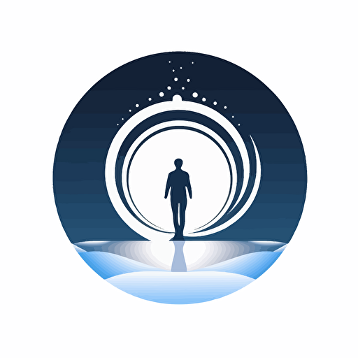 High detail logo for a consulting business. Image reflects the idea of facilitating. colors blue and white and black. white background. Round. No text. Vector. abstract