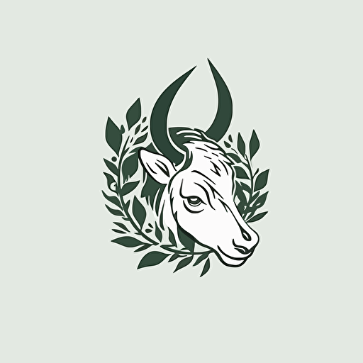 vector image of a goat head chewing on herbs, logo style, minimalistic