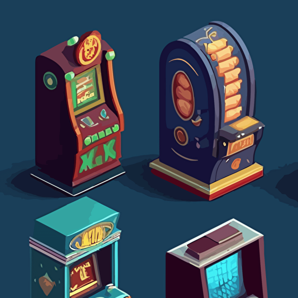 Many slot machines, vector art