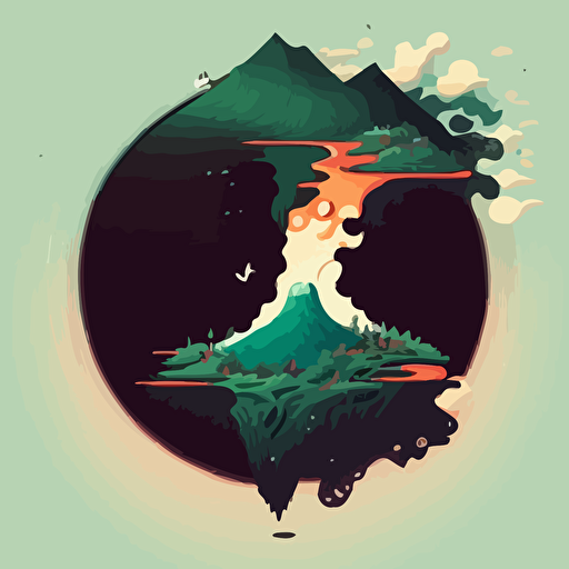 fun vector art, island of taiwan emerging out of a wormhole