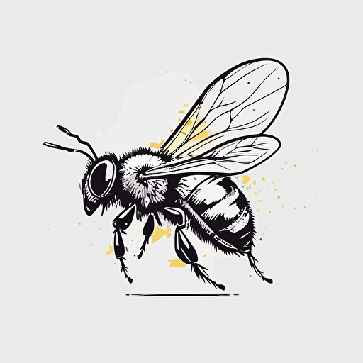 simple bee outline vector 2d collaring page white background