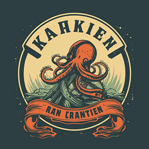 a simple vector illustration for a brand named "kraken swim apparel", retro style