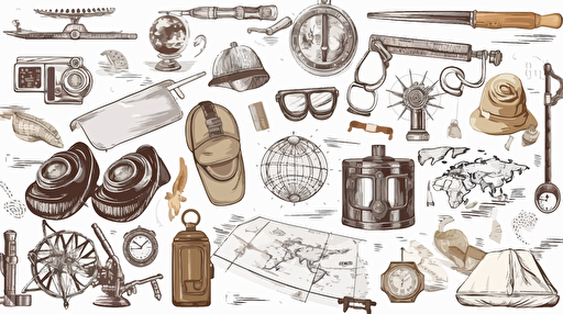 travel elements set, white background, vector