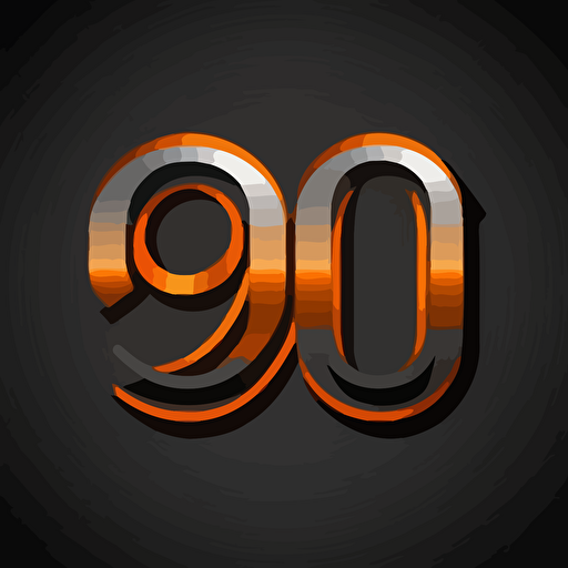 Logo letter 909 black background modern, vector, simple, no mockup, orange, gray