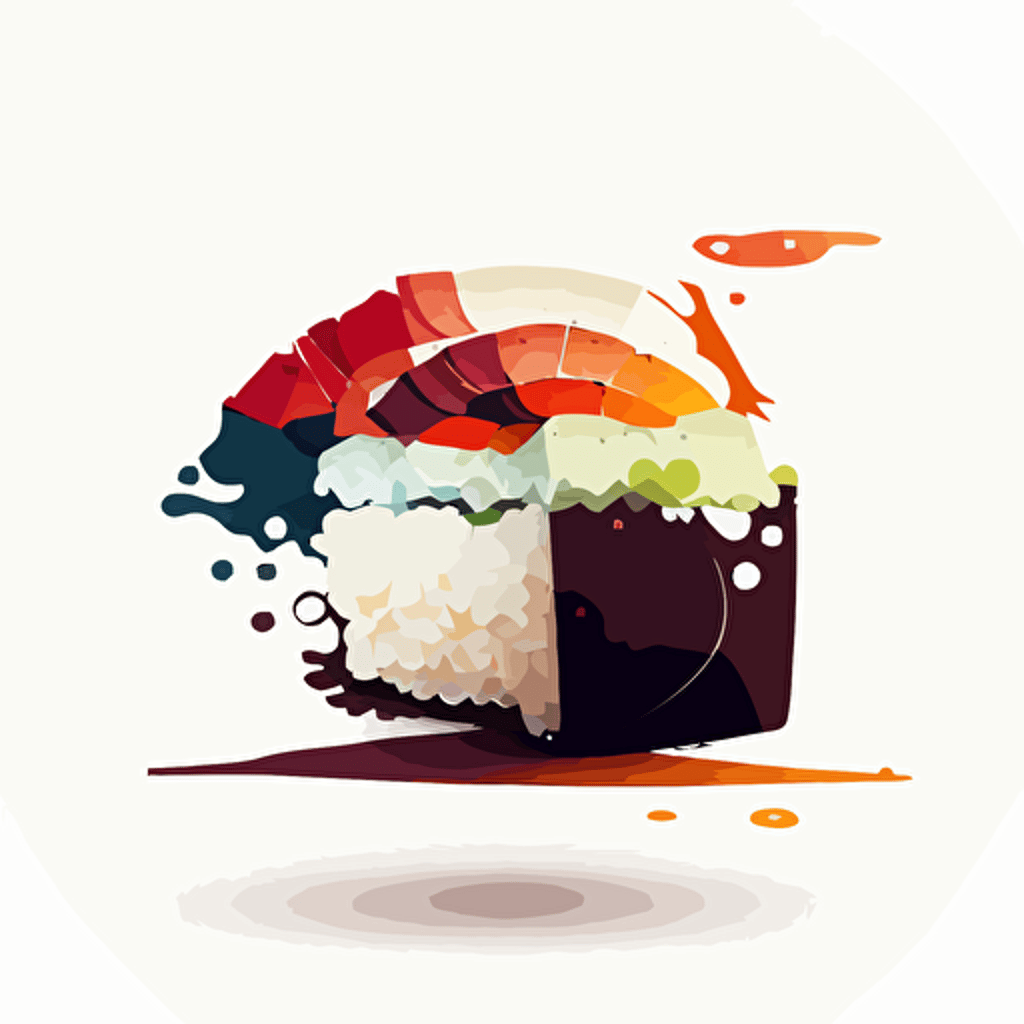 one sushi piece, vector art, white background, minimalistic