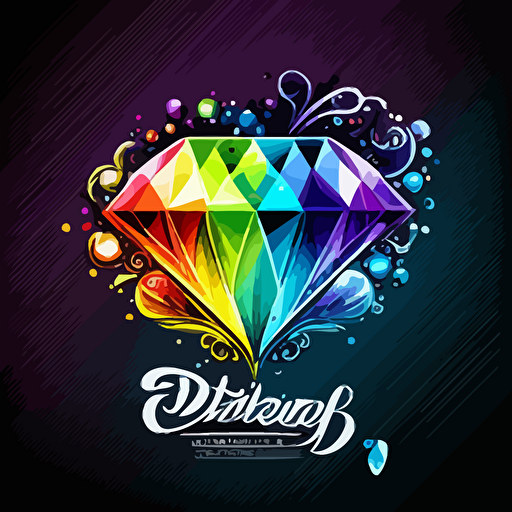 colorful diamond vector logo design, cartoon, icon, background white, 2d line, 2d coloring, 2d shade, 2d
