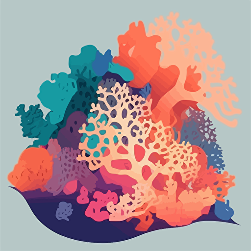 colorful coral reef, minimalistic vector art,