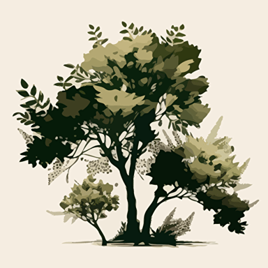 vector art of trees, accurate shading, simple branches and leaves.