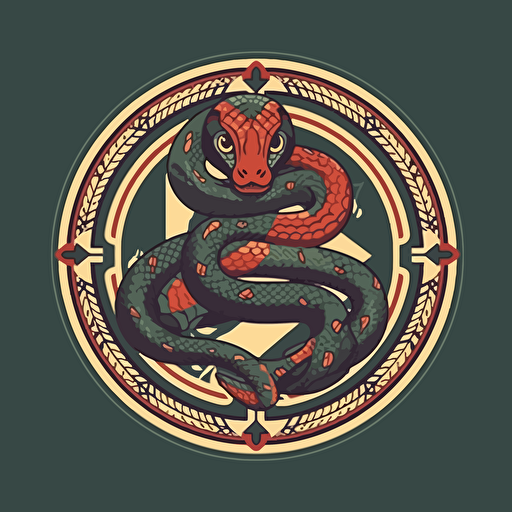 act as a logo designer and design a logo with a snake in the center, in the style of OBEY, vector image, flat modern