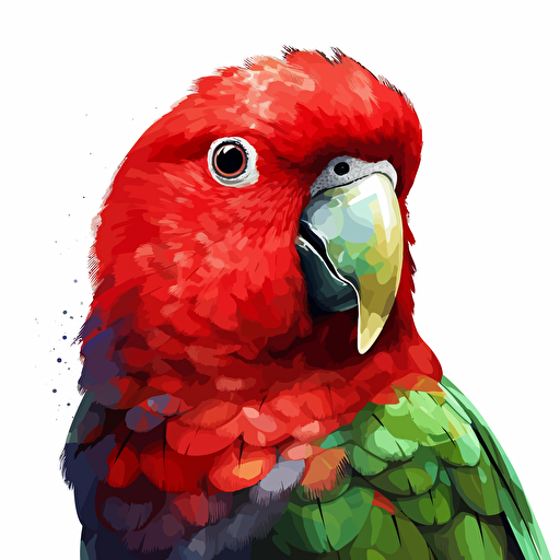 Eclectus Parrot bird looking straight in the camera, white bg, vector