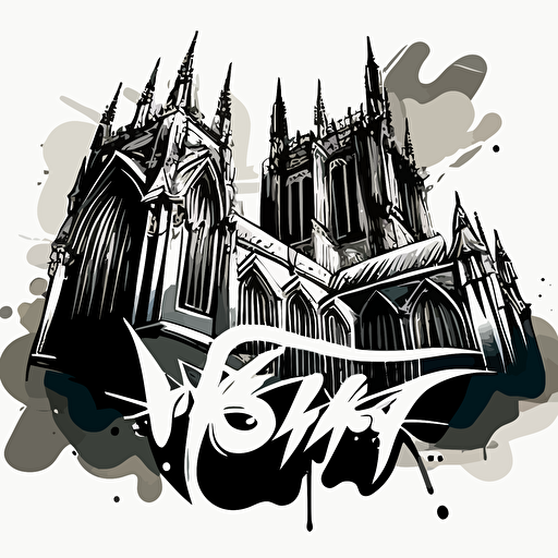 graffiti style cartoon york minster vector style logo NO TEXT NO WRITING epic cool