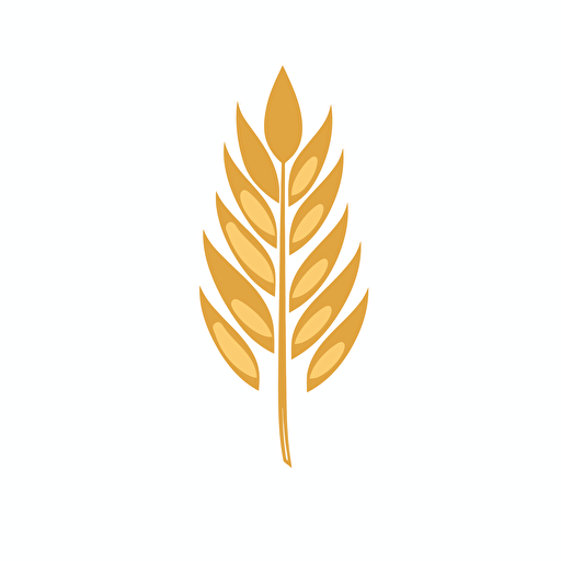 a flat vector logo of a single sheaf of wheat colored gold on a white background