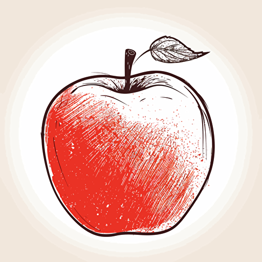 simple 2d vector inkline red apple