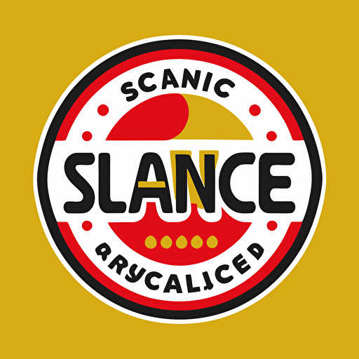 Sauce brand logo, vector, 2D, flat, use yellow, red, white and black, supermarket sign style, simple