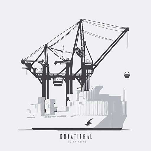 batumi portal crane, white background, vector, minimalism, sea container, minimalism, logo, one line