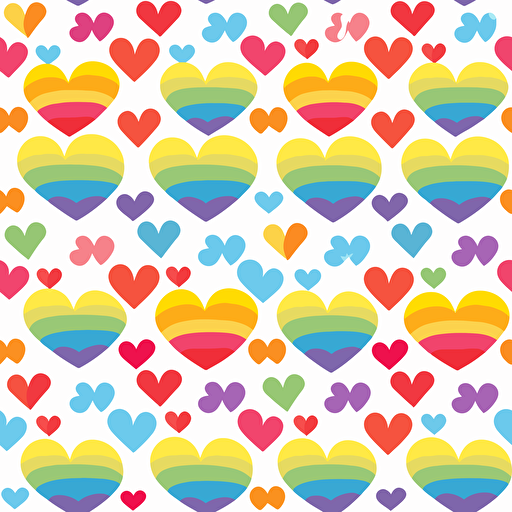 Vector hearts and small rainbow flag
